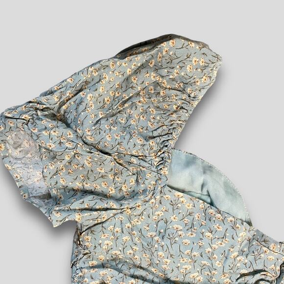 ASTR NWT Y2K PUFF SLEEVE FLORAL COTTAGE FESTIVAL PREPPY NWT TOP BLUE XL - Picture 6 of 11